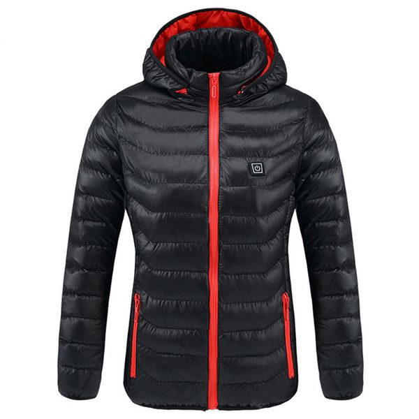 

intelligent heated jackets men&women winter outdoor hooded waterproof jackets thermal warm usb heating quickly hiking, Blue;black