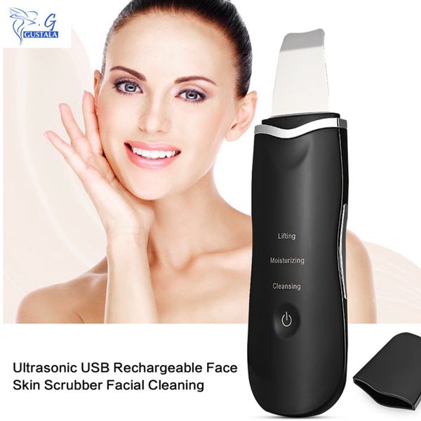 

ultrasonic usb rechargeable face skin scrubber facial cleaning blackhead removal cleaner portable skin scrubber deep cleaner