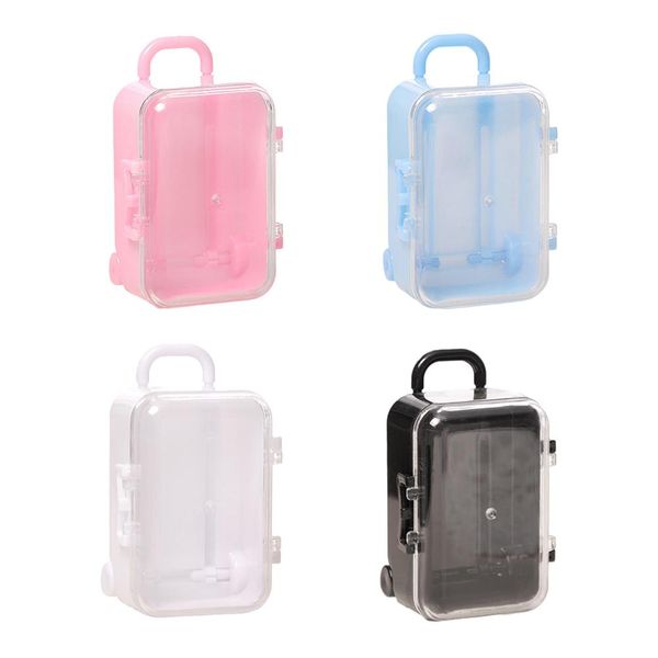 

12pcs/lot travel luggage design plastic candy box mini suitcase box wedding baby shower chocolate christmas gifts 40