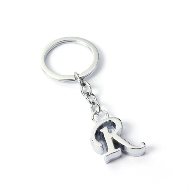 

alphabet r pendant keychain letter cool alloy phone pendant creative gift handbag decor key holder car keyring, Silver