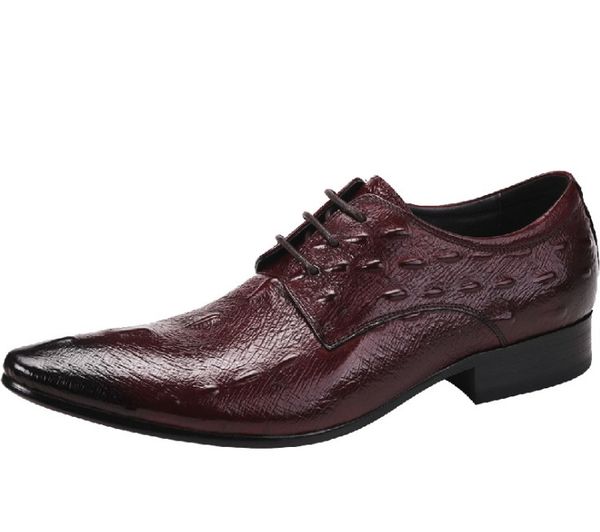 

designer men's dress shoes leather breathable lace-up dress shoes gentleman party business casual men's shoes, Black