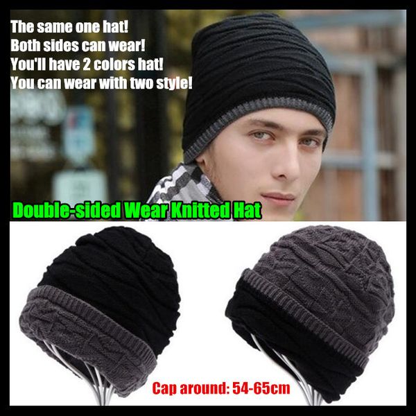 

200pcsmen&women beanie hip-hop slouch woolen knitted cap spring&winter snap slouch bonnet hat,double-sided wear