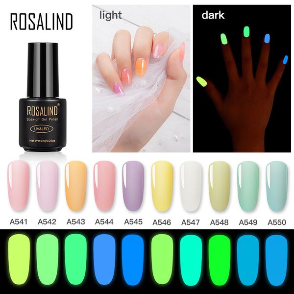 

rosalind luminous nail gel uv led primer glow in the dark gel polish varnish soak off polish 7ml nail art tslm1, Red;pink