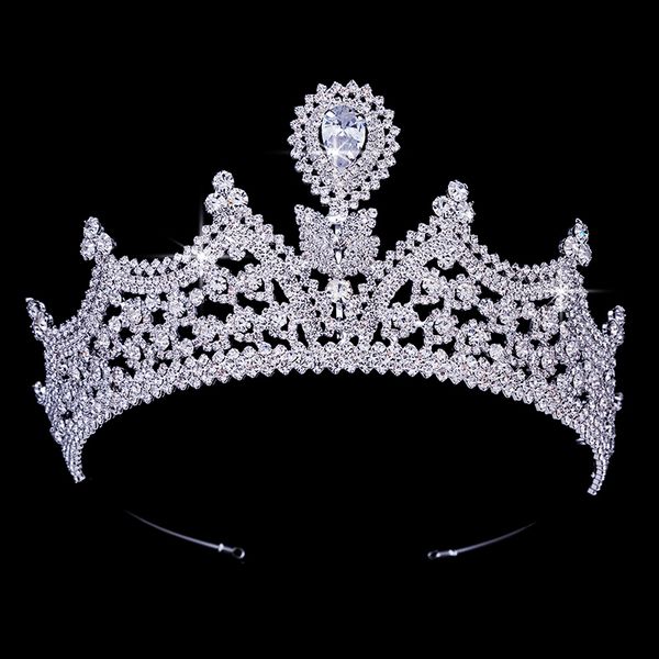 

crown hadiyana temperament luxury waterdrop design for women wedding birdal hair jewelry zircon bc3599 corona, Golden;white