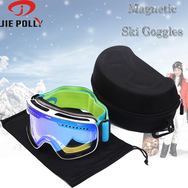 

jie popply magnetic ski glasses double lens new style ski goggles double layers uv400 anti-fog big mask glasses skiing men women