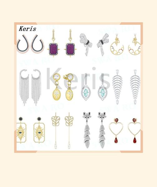 

2019 new fashion tarot card magic.Â monkey tendon cloud.Â white Â original bow female romantic simple wild crystal earring, Golden;silver