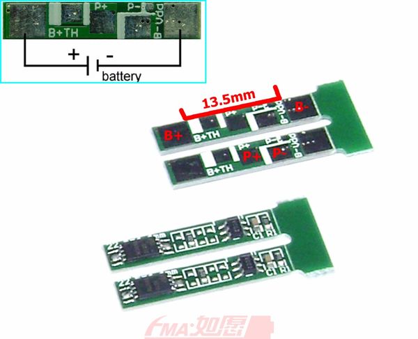 

2pcs fma protection circuit module square pcm for 1s 3.6v 3.7v li-ion li-po battery charging/discharging 2-5a current smf