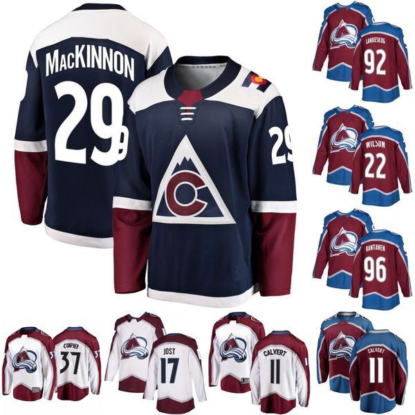 

youth colorado avalanche jersey 29 nathan mackinnon 96 mikko rantanen 17 tyson jost 37 j.t. compher 91 nazem kadri landeskog calvert wilson, Black;red