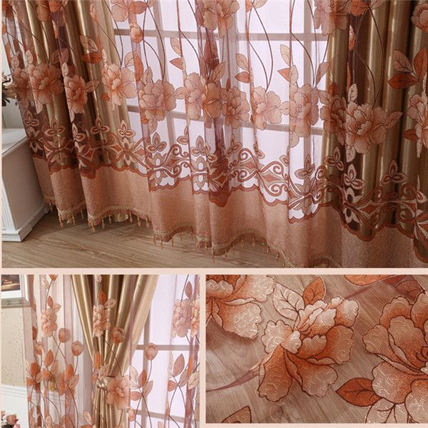 

burnout rideau curtains peony flower chinese 3d window curtains cortinas rideau sheer para living room tulles only 1pc