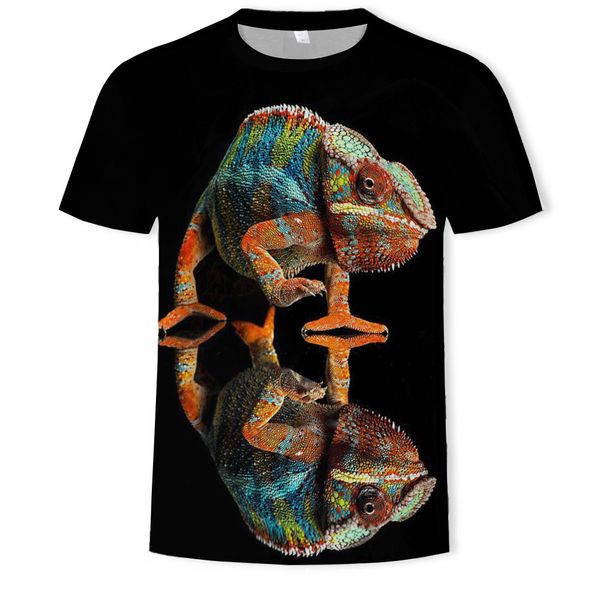 

menscasual short-sleeved t-shirt double lizard 3d digital printing, White;black