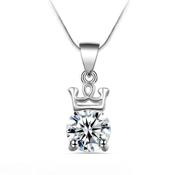 

бесплатная доставка мода высокое качество 925 серебряный кристалл корона алмаз ювелирные изделия 925 серебряное ожерелье день святого валент, Silver