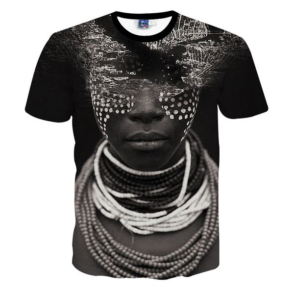 

africa people novelty t-shirt sprint/summer new fashion casual short sleeves t shirt 3d printed tshirt men/women tee shirt, White;black