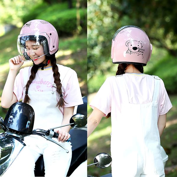 

сладкий медведь защитный шлем мотоцикла open face visor мото скутер велосипед девушки женщин сладкий медведь против падения шлем # g10