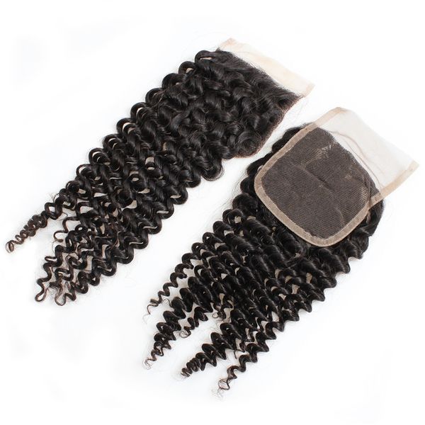 

emilee mongolian kinky curly lace closure part pre plucked 4*4 human remy hair closures natural black