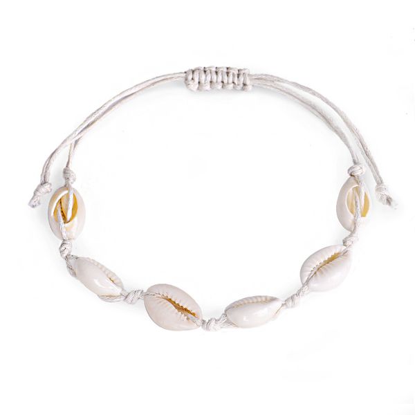 

handmade natural puka shell bracelets white or black color rope woven white shell adjustable slide knot friendship bracelets for vsco girl, Golden;silver