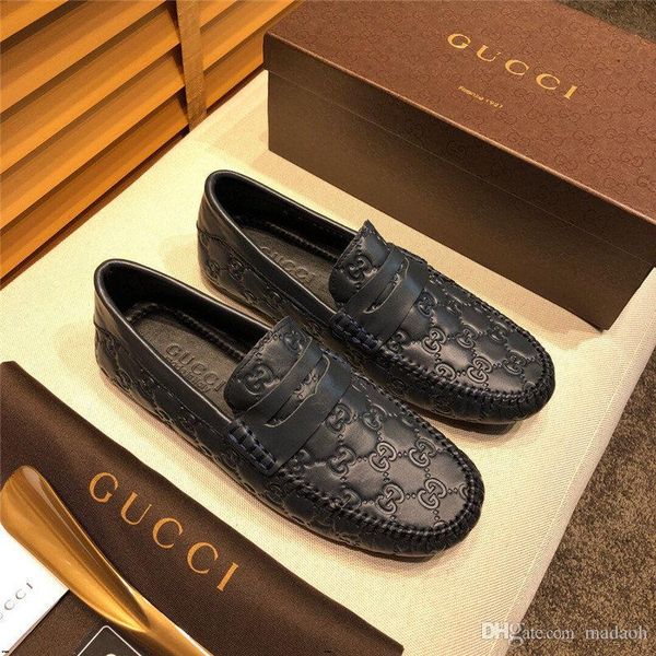 

18ss men casual shoes luxury brands 2017 italian fashion mens shoes genuine leather men loafers slip on moccasins men's flats yyyy7, Black