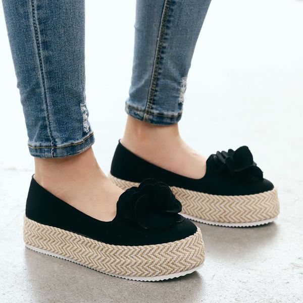 

2020 new sneakers women round head thick-bottom flowers large size platform casual shoes ladies' sneakers zapatos de, Black