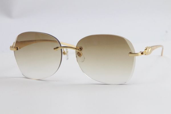 

2020 wholesale metal rimless sun glasses 3524012 designer sunglasses men glasses sunglasses brown lens size 61-18-135, White;black