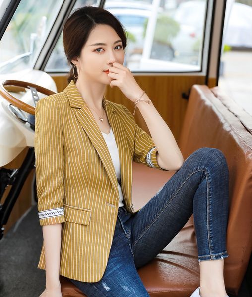

new 2019 spring summer fashion casuall blazer women work wear clothes ladies jackets half sleeve styles, White;black