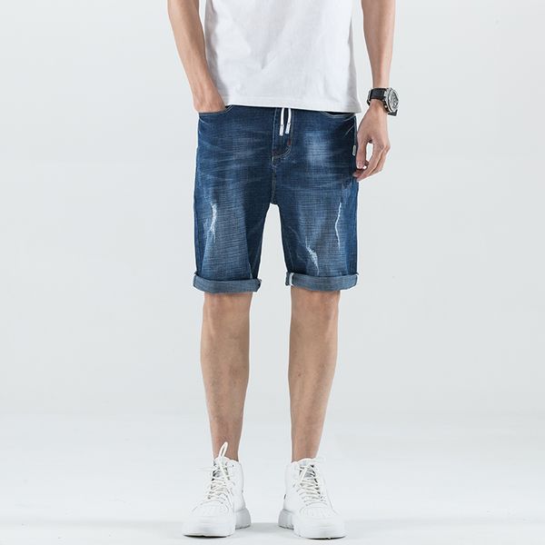 

2019 summer new denim shorts with slim 2 color and large size28-36, Blue