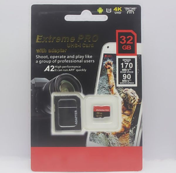 

2019 lastest 128gb 256gb 64gb 32gb sd card 170mb/s-90mb/s sale with adapter blister generic retail package