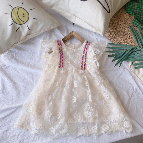 

2020 girl summer princess dress kids children sleeveless lace dress, Red;yellow