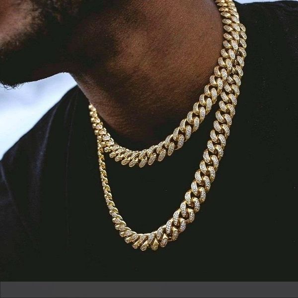 

hip hop bling chains jewelry men iced out chains necklace 14k gold silver miami cuban link chains necklace