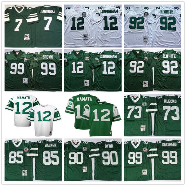 

vintage 12 randall cunningham joe namath klecko mark gastineau dennis byrd wesley walker ron jaworski reggie white green football jerseys, Black;red