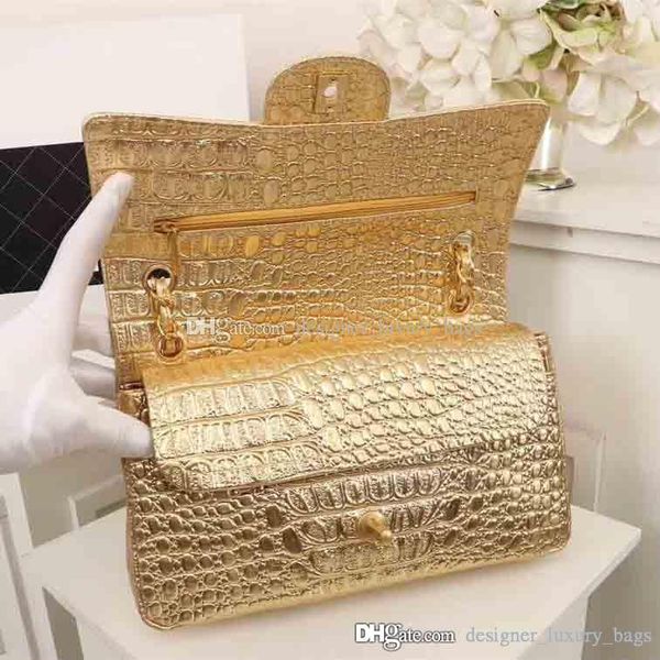 

classic designer womens handbags crossbody bag fashion luxury crocodile pattern gold silver chain bag high quality