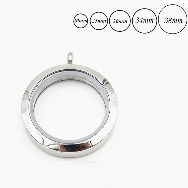 

dropshipping round silver plain twist screw floating locket 316l stainless steel living memory glass locket pendant for women