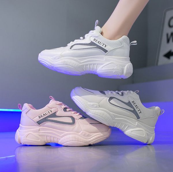 

women comfortable shoes new chunky sneakers for women vulcanize shoes casual fashion dad platform sneakers, Black