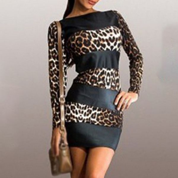 

women's dress autumn winter ladies evening plus size casual fashion nightclub patchwork slim fit dress, Black;gray