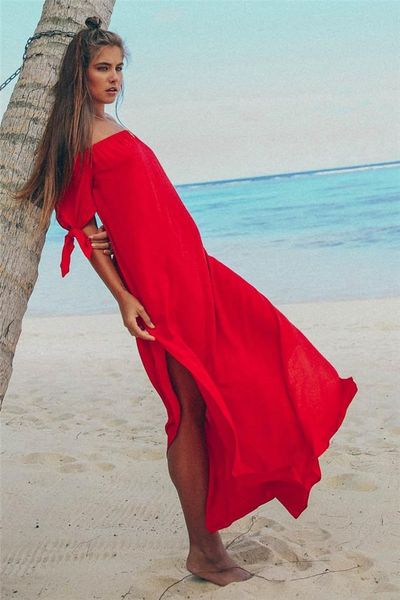 

summer slash neck chiffon dresses beach split asymmetrical dress ladies travelling black dress causal clothing, Black;gray