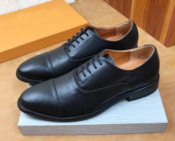 

original box] new arrival louise men oxfords business dress drive cow leather lace up shoes made in italy size 38-44, Black