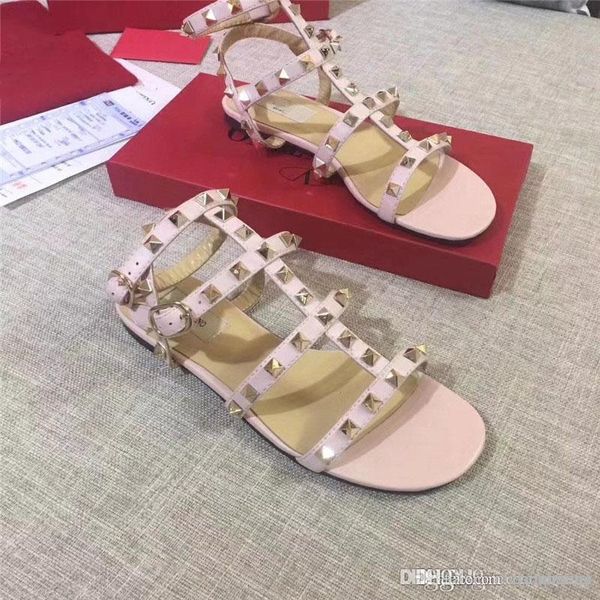 

valenti rockstudss pink paradise leather gladiator slide flat sandals with original box, Blue;gray