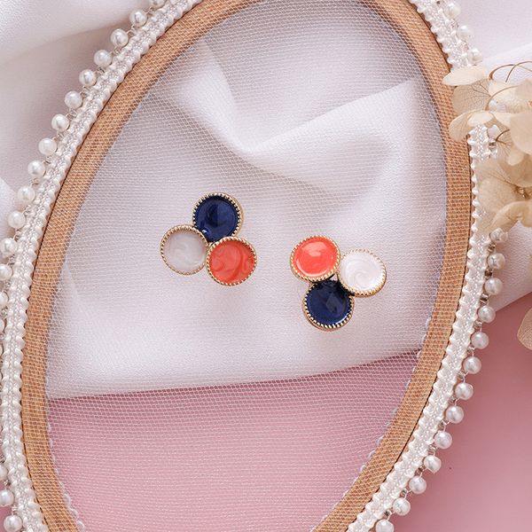 

2019 новый простой корейский стиль небольшой глазури цвет геометрические круглые серьги стержня для девушки женщин ювелирные изделия аксессу, Golden;silver