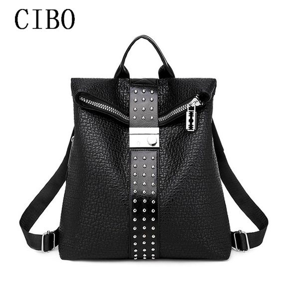 

women backpacks rivet zipper pu leather student ladies backpack preppy fashion school bag for girls women's back pack sac a dos