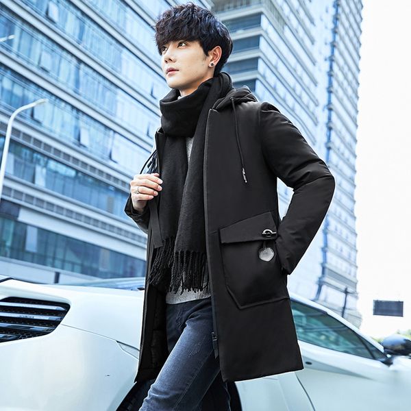 

2019 new man loose coat long cotton clothes male winter jacket thickening down cotton parka outerwear coats jackets men overcoat, Tan;black
