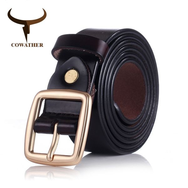 

cowather 2019 women belts cow genuine leather pin buckle for women design vintage style belt original brand y200117, Slivery;black