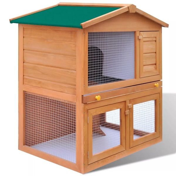 

outdoor rabbit hutch small animal house pet cage 3 doors wood other bird supplies