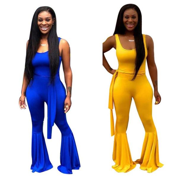 

strap backless jumpsuit for women 2020 plus size elegant bell-bottom long pants summer jumpsuits ladies overalls bodysuit, Black;white