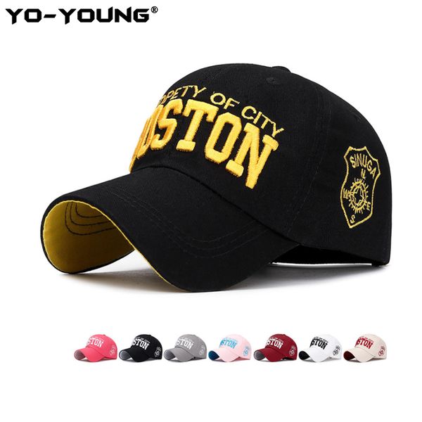 

yo-young baseball caps snapback casual outdoor baseball caps for men protety of city boston letters embroidery sun hat, Blue;gray