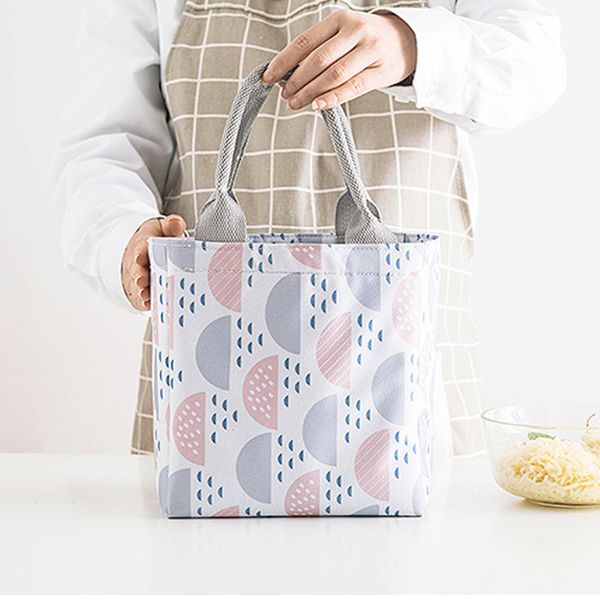 

leakproof printing oxford fabric lunch bag thicken insulation lightweight picnic large capacity tote muti-function waterproof, Blue;pink