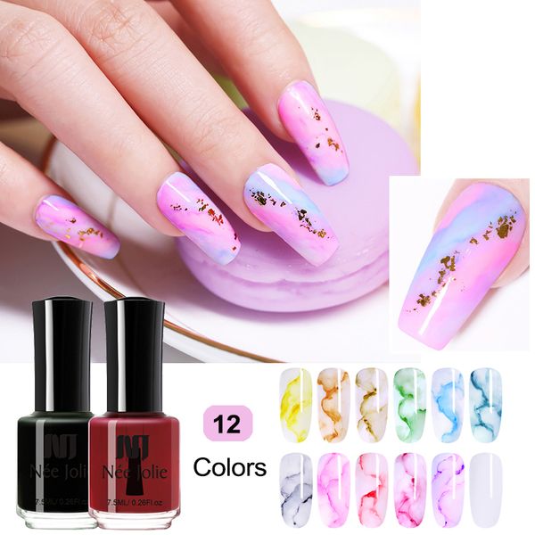 

nee jolie 2 bottle blossom watercolor nail ink 12 colors black purple color 7.5ml nail polish for nails diy art varnish
