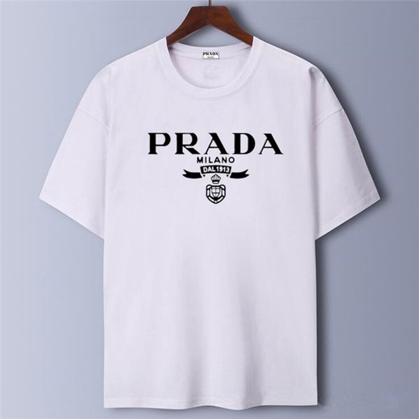 

famous e7prada t shirts short sleeve women designers cotton lady print prad streetwear clothing girl shirts luxury o neck tees, White
