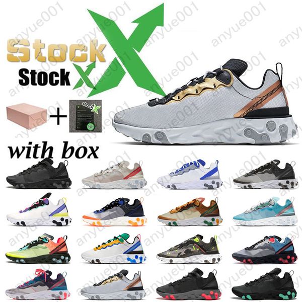 

box stock x react element 55 87 tour yellow total orange anthracite metallic gold men running shoes women designer mens trainer 55s sneakers
