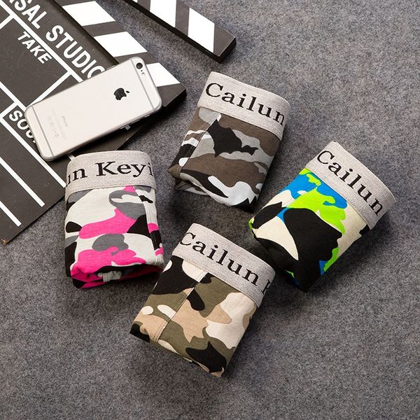 

af shorts and camouflage cotton printed underwear men's boxer shorts mid-waist underwear boxer pants, Black;white