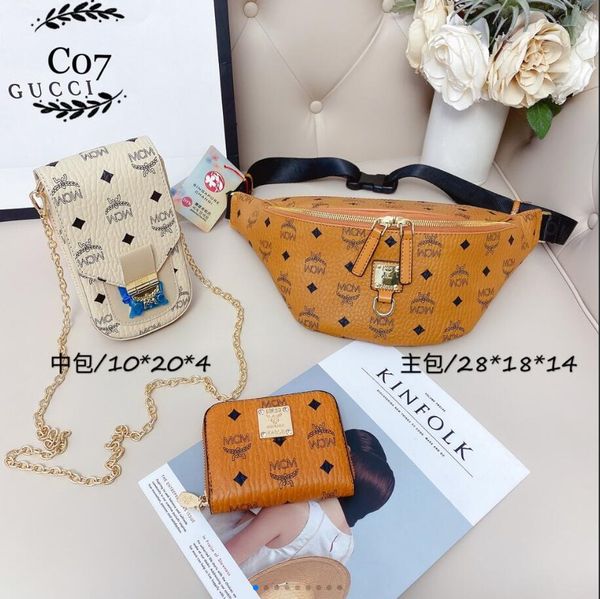 

2020 new female bag fashion ladies waist bag chain bag three-piece set ladies fashion wild simple mobile phone bags messengerbag