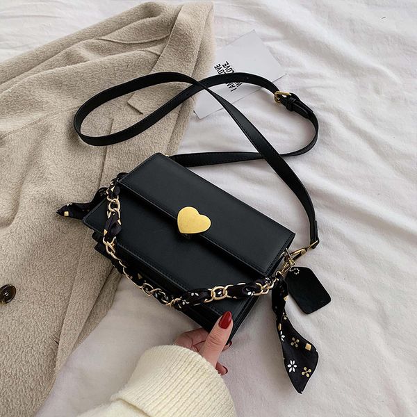 

women's designer retro crossbody bags solid fashion chain handbags with scarf heart lock messenger shoulder bag bolsa feminina