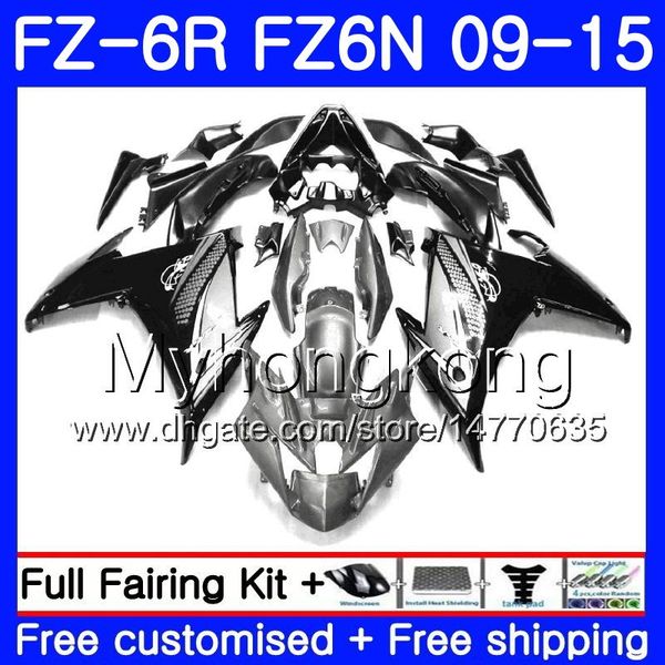 Corpo per YAMAHA FZ6N FZ-6R Argento nero caldo 2009 2010 2011 2012 2013 2014 2015 239HM.36 FZ 6R FZ6 R FZ 6N FZ6R 09 10 11 12 13 14 15 carenature